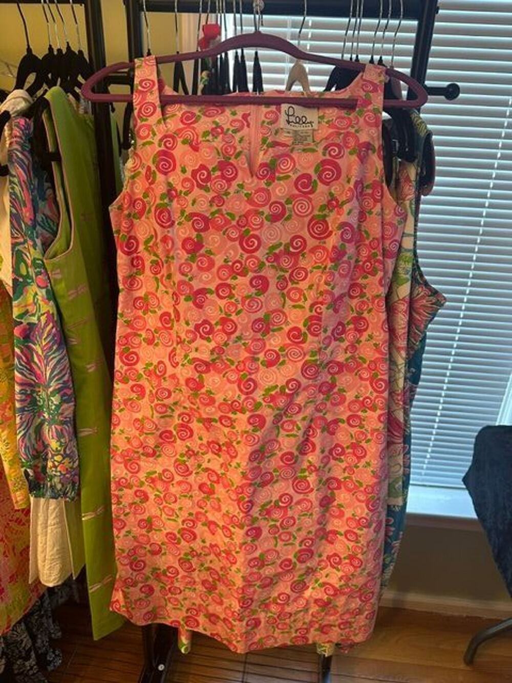 Lilly Pulitzer Vintage Pink Rolls Royce Escargot Snail Floral Dress EUC 10
